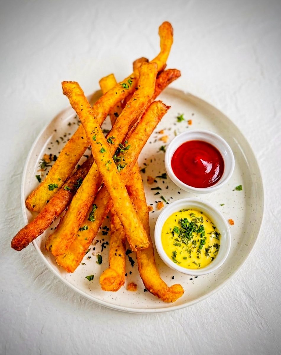Golden spiced fries with ketchup and herb mayonnaise at Taprobane Table, Colombo